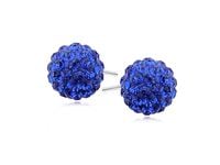 KOLCZYKI WKRĘTKI SZAFIROWE KULKI SWAROVSKI 10MM