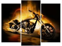 70 90CM OBRAZ 3 ELEM MOTOCYKL OGNIU ŚCIENNY DRUK PŁÓTNO