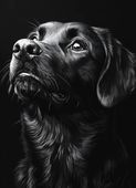 Plakat 13x18cm Portret Zwierząt do Salonu Pokoju | Labrador 2 | Czarno Biał