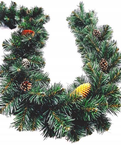 GIRLANDA CHOINKOWA ŚWIĄTECZNA 280 cm + szyszki do dekoracji na Arena.pl