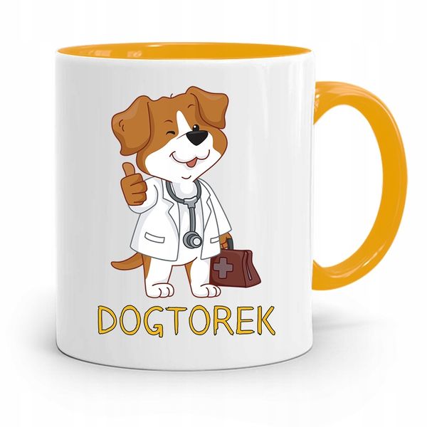Kubek Żółty Weterynarza Dogtorek Prezent Z Nadrukiem Ze Zdjęciem zdjęcie 1