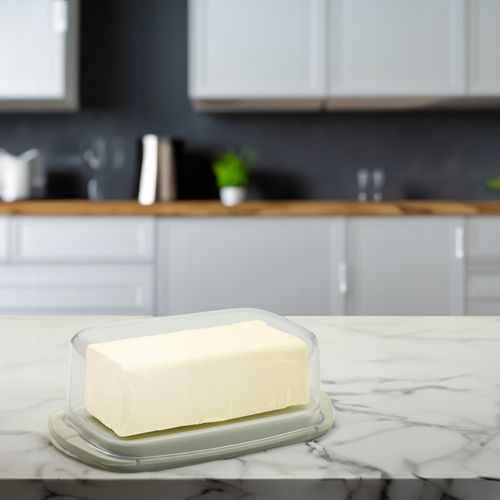 PLASTIKOWA MASELNICA KOLOR BEŻ Z POKRYWĄ POJEMENIK NA MASŁO na Arena.pl