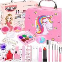 Zestaw do makijażu i paznokci w różowym kuferku dla dziewczynki