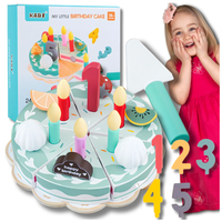 drewniany tort ciasto do krojenia duży zestaw dla dzieci z akcesoriam