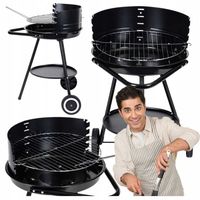 GRIL OGRODOWY WĘGLOWY Z REGULACJĄ RUSZTU PÓŁKA NA KÓŁKACH NA TARAS BALKON