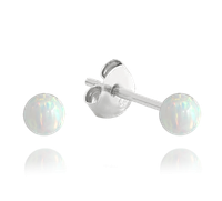 MINET Srebrne kolczyki KULKI z białymi opalami 3mm