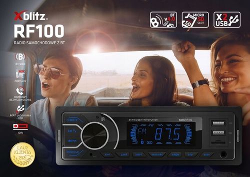 Xblitz RF100 Radio samochodowe Bluetooth USB x2 Micro SD MultiColor na Arena.pl