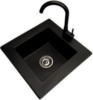 Zlewozmywak jednokomorowy FRENIT 12 czarny + bateria LUNA