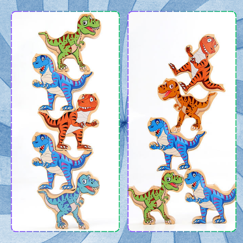 gra zręcznościowa logiczna klocki balansujące dinozary t-rex wieża na Arena.pl