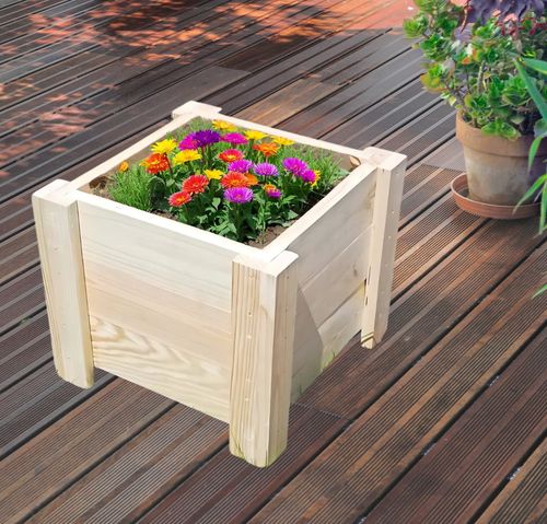 DONICA DREWNIANA OGRODOWA ZEWNĘTRZNA 35x35cm SOLIDNA SKRZYNKA NA ROŚLINY na Arena.pl