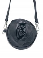 Erick Style - torebka listonoszka skóra ekologiczna kwiatek 3D czarny H1232