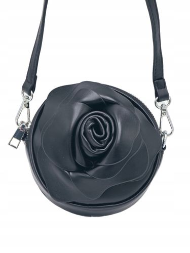 Erick Style - torebka listonoszka skóra ekologiczna kwiatek 3D czarny H1232 na Arena.pl