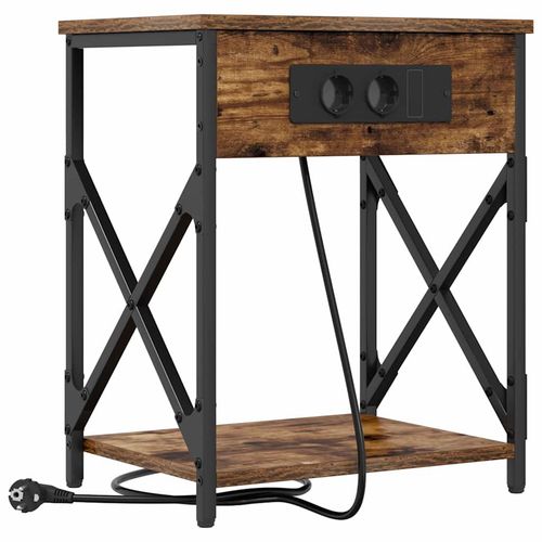 Nocna szafka z stacją ładującą Wędzony dąb 41 x 31 x 51 cm na Arena.pl