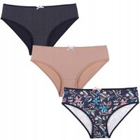 MAJTKI FIGI DAMSKIE BAWEŁNIANE KLASYCZNE BIKINI KOKARDKA MIĘKKIE 3 SZT S