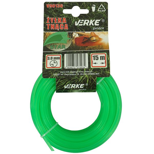 ŻYŁKA TNĄCA DO KOS I PODKASZAREK 3 MM 15 MB VERKE V90136 GWIAZDKA zdjęcie 2
