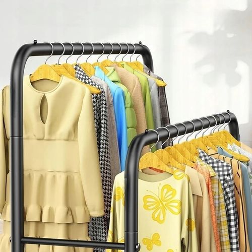 WIESZAK NA UBRANIA BUTY STOJĄCY PODŁOGOWY STOJAK CZARNY PODWÓJNY na Arena.pl