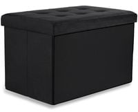 Pufa składana XL z guzikami - 60x38x38cm aksamit czarna