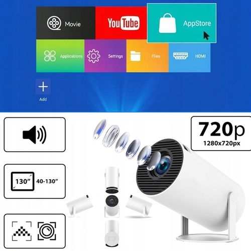 PROJEKTOR HY300 PRO 2025 NOWA WERSJA 4K HD WIFI PRZENOŚNY SMART na Arena.pl
