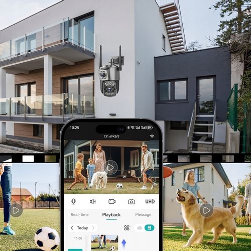 PODWÓJNA ZEWNĘTRZNA KAMERA WIFI 4MPX OBROTOWA BEZPRZEWODOWA QUADHD DETEKCJA na Arena.pl