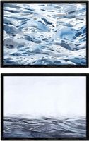 plakat obraz krajobraz woda fale akwarela 2 szt