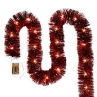 łańcuch led choinkowy czerwony na baterie świąteczny na choinkę 6 metrów