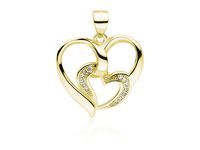 POZŁACANY SREBRNY WISIOREK SERCE BIAŁE CYRKONIE