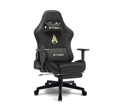 Krzesło gamingowe Symino czarne z podnóżkiem na Arena.pl