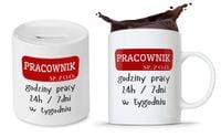 Dla Pracownika Prezent Zestaw Skarbonka + Kubek Z Nadrukiem Ze Zdjęciem
