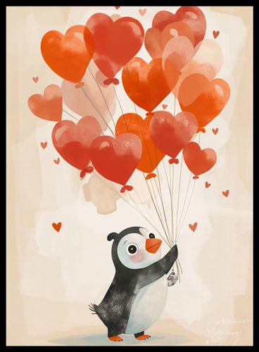 Plakat 40x55cm Pingwinek z Balonami na Arena.pl
