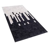 Dywan skórzany 80 x 150 cm czarno-biały BOLU