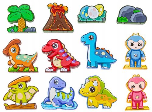 KLOCKI Kafelki KONSTRUKCYJNE MAGNETYCZNE DINOZAURY Zestaw Klocków 116 elem na Arena.pl