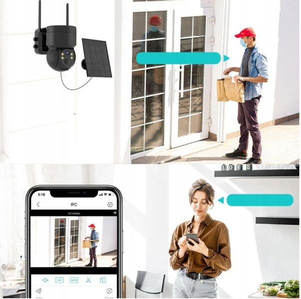 SOLARNA KAMERA WIFI 4MPX SMART ZEWNĘTRZNA OBROTOWA IP BEZPRZEWODOWA ALARM zdjęcie 4