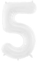 Balon foliowy Cyfra 5, 86cm, biały XL