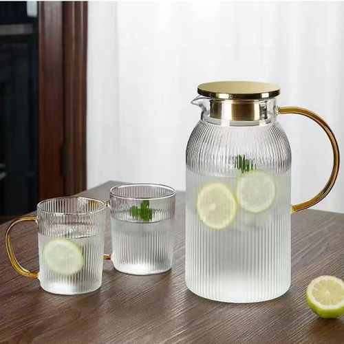 DZBANEK SZKLANY NA WODĘ LEMONIADĘ 1,5L KARAFKA Z POKRYWKĄ SITKO FILTRUJĄCE na Arena.pl