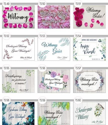 TABLICE powitalna na ślub rustykalna wesele 70x50 na Arena.pl