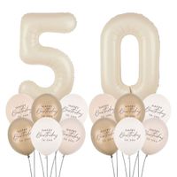Zestaw balonów na 50 urodziny kremowy