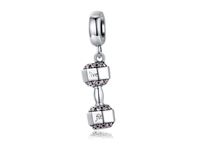 Rodowany srebrny wiszący charms do pandora hantel ciężarek live fit cyrkonie srebro 925 CHARM207