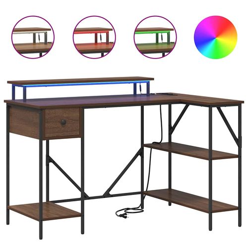 Biurko Brązowy dąb 120 x 79 x 86.5 cm Materiał drewnopochodny na Arena.pl