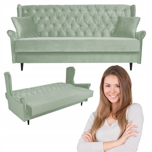 Sofa USZAK z funkcją spania 3 osobowa WELUR zielona GAJA Family Meble na Arena.pl