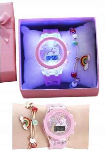 ZEGAREK ELEKTRONICZNY LED BRANSOLETKA DLA DZIEWCZYNKI JEDNOROŻEC na Arena.pl