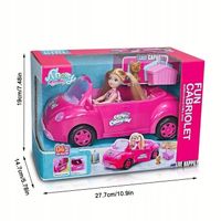 Lalka w samochodzie z pieskiem i koszykiem DLA DZIEWCZYN kabriolet prezent