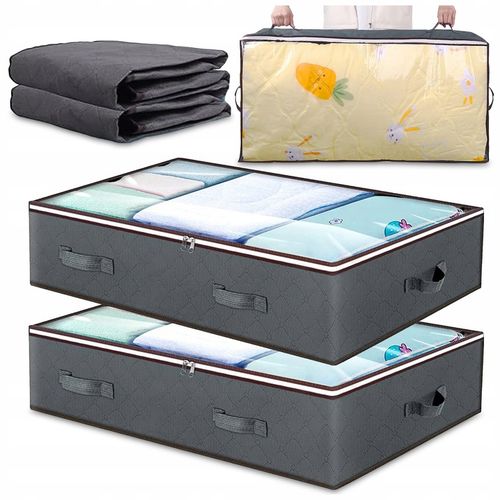 2x ORGANIZER NA POŚCIEL KOŁDRĘ Pojemnik Pokrowiec Ubrania pod Łóżko na Arena.pl