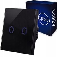 Dotykowy Szklany WŁĄCZNIK ŚWIATŁA LED fi60 Podwójny Czarny APPIO