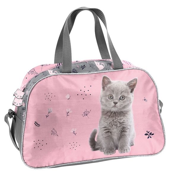 Różowa Torba Sportowa z Kotkiem na Basen Podróżna dla Dziewczynek Kot Paso zdjęcie 3