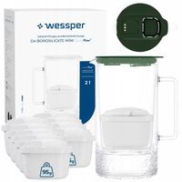 Szklany dzbanek filtrujący Wessper D4 BOROSILICATE MINI + 10x filtr wkład