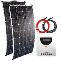 ZESTAW FOTOWOLTAICZNY 2X100W SOLARNY ELASTYCZNY MPPT DO KAMPERA ŁODZI