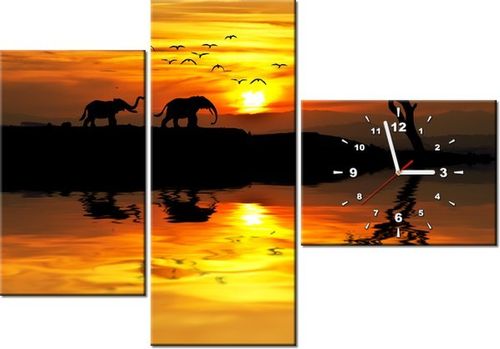 100CM 70CM ZEGAR 3 ELEM AFRYKA ŚCIENNY OBRAZ na Arena.pl