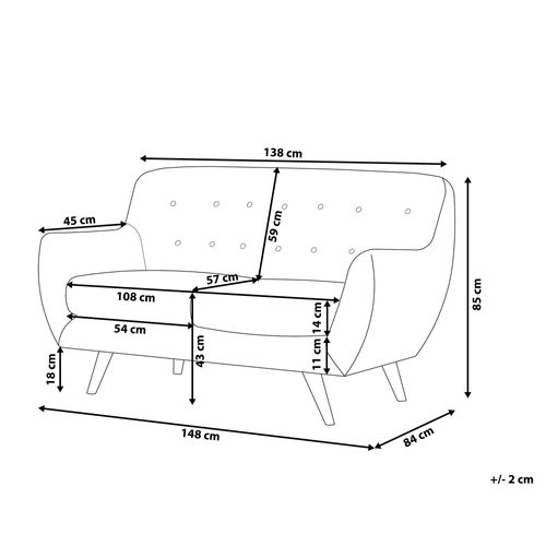Sofa 2-osobowa welurowa niebieska BODO na Arena.pl