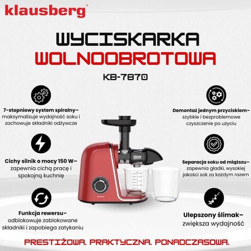 sokowirówka wyciskarka wolnoobrotowa klausberg kb-7870 na Arena.pl