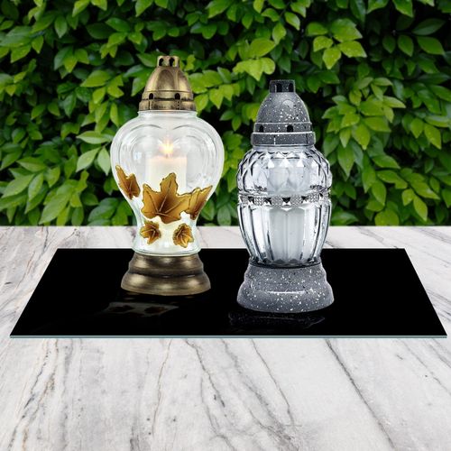 SZKLANA PODSTAWKA POD ZNICZE z dedykacją 70x30cm Czerń 486m na Arena.pl